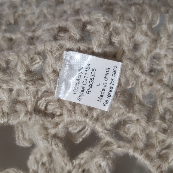 New Beautiful Open Knit Shawl Collar Wrap Fluffy Soft Tan - Picture 5 of 7